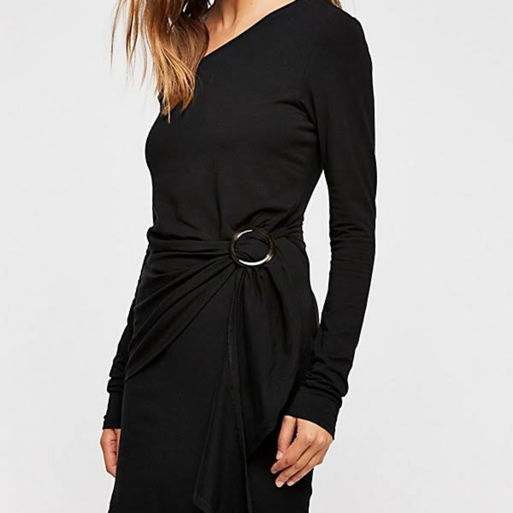Free people little black draped dress small NWT *S